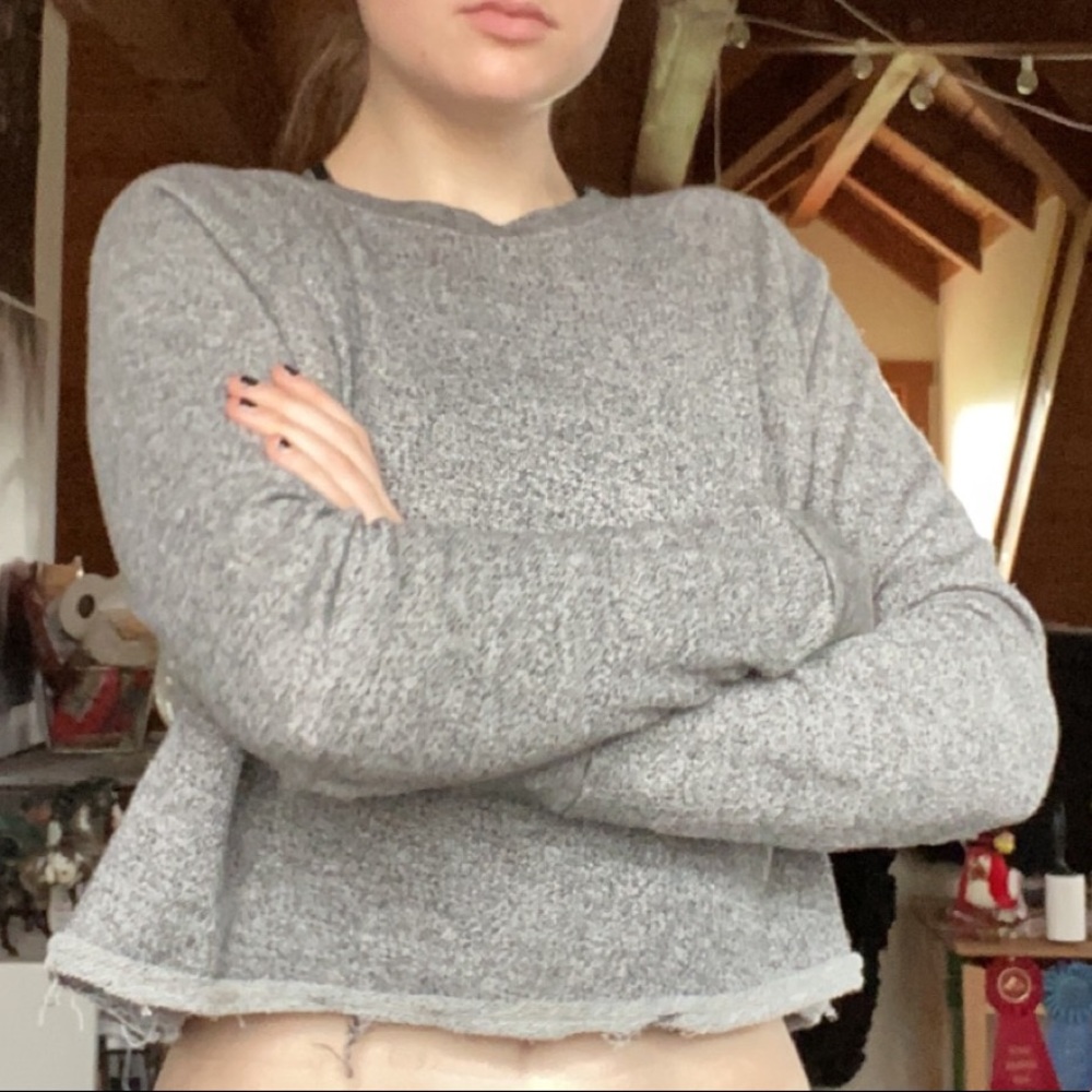 Gray long sleeve crop top size small